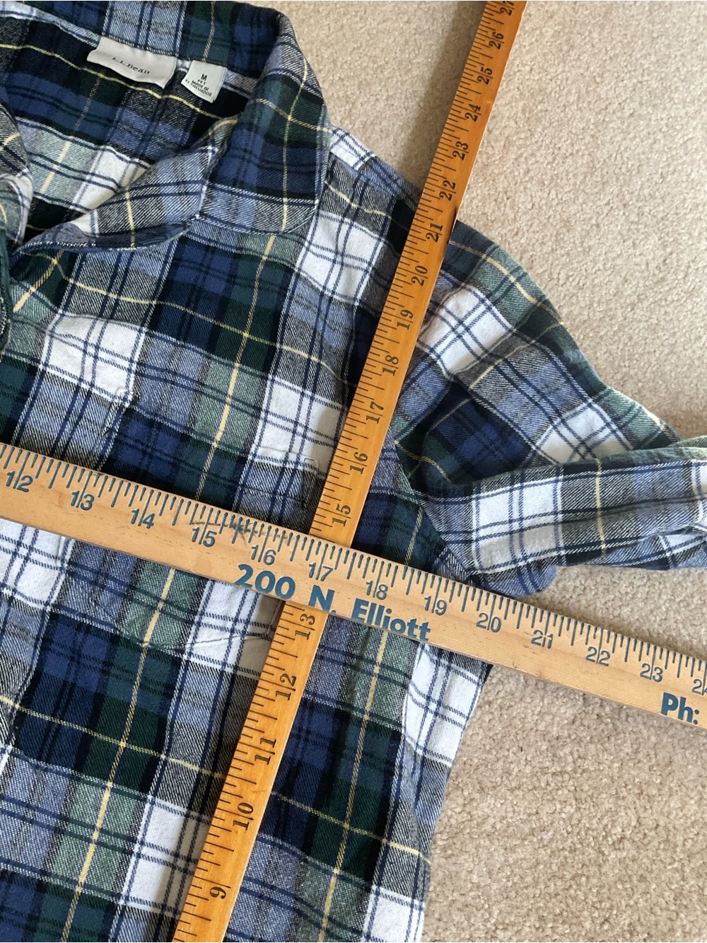 L.L. Bean Navy, Green and White Plaid Flannel Pajama Set - Picture 3 of 8